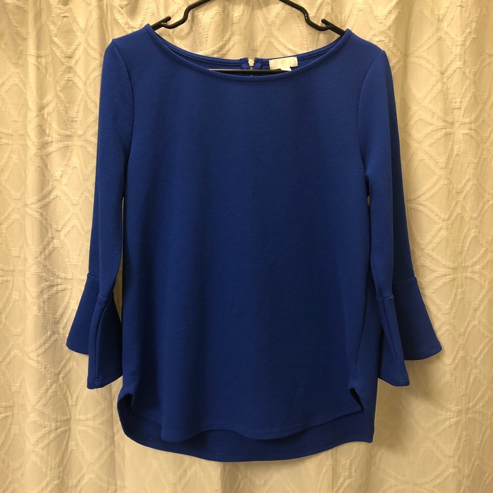 Charming Charlie cobalt blue trumpet sleeve top